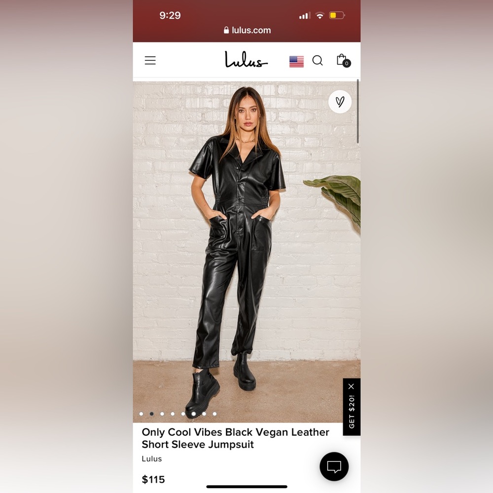 Lulus Only Cool Vibes Black Vegan Leather Short Sleeve Jumpsuit